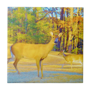 Musturd Coloured Deer with light blue Tile