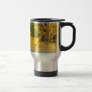 Musturd Coloured Deer with light blue Travel Mug