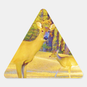 Musturd Coloured Deer with light blue Triangle Sticker