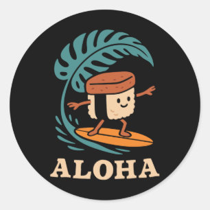 Musubi Hawaii Surfing Aloha Classic Round Sticker