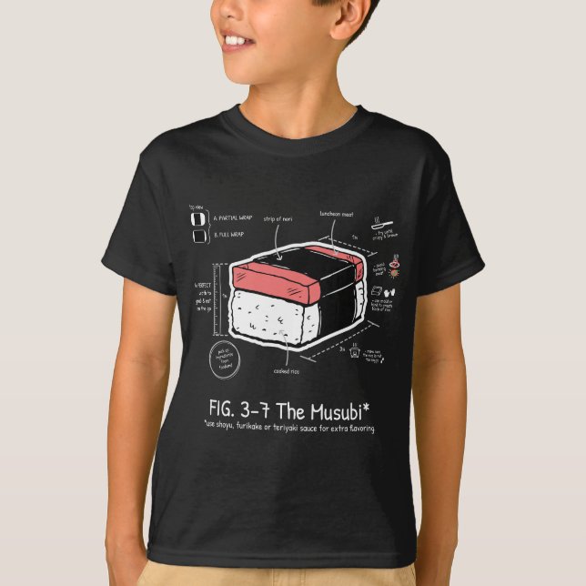 Musubi Hawaiian Food Diagram Instructions T-Shirt (Front)