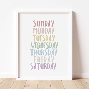 Mute colour days of week poster