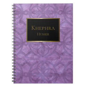 Mute Purple Black And Gold Name Notebook