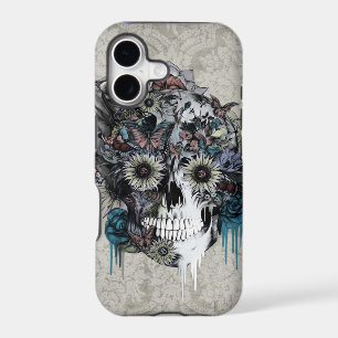 Mute, sunflower skull damask