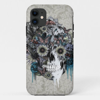 Mute, sunflower skull damask iPhone 11 case