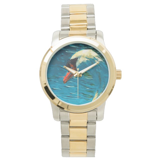 Mute Swan Abstract Impressionism Watch (Front)