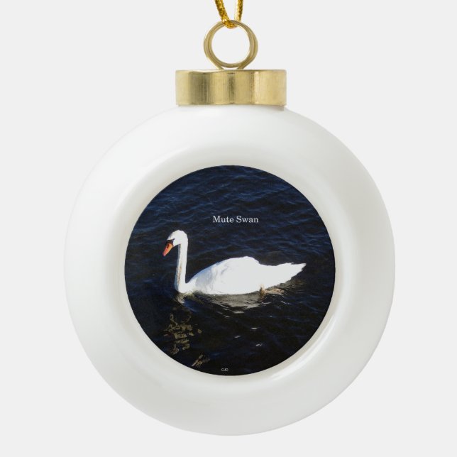 Mute Swan ball or snowflake ornament (Front)