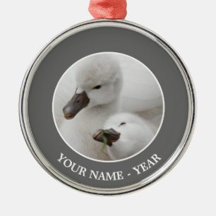 Mute Swan Cygnets Metal Tree Decoration