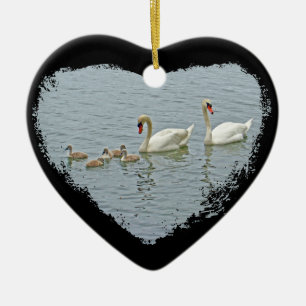 Mute Swan Famly Ceramic Tree Decoration