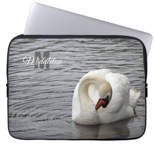 Mute Swan Photograph Monogram Laptop Sleeve