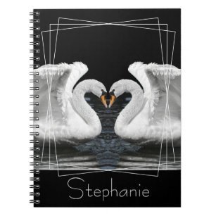 Mute White Swan Mirror Image Animal Photography Notebook