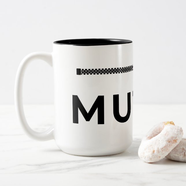 MUTED. Black & White Coffee Mug (With Donut)