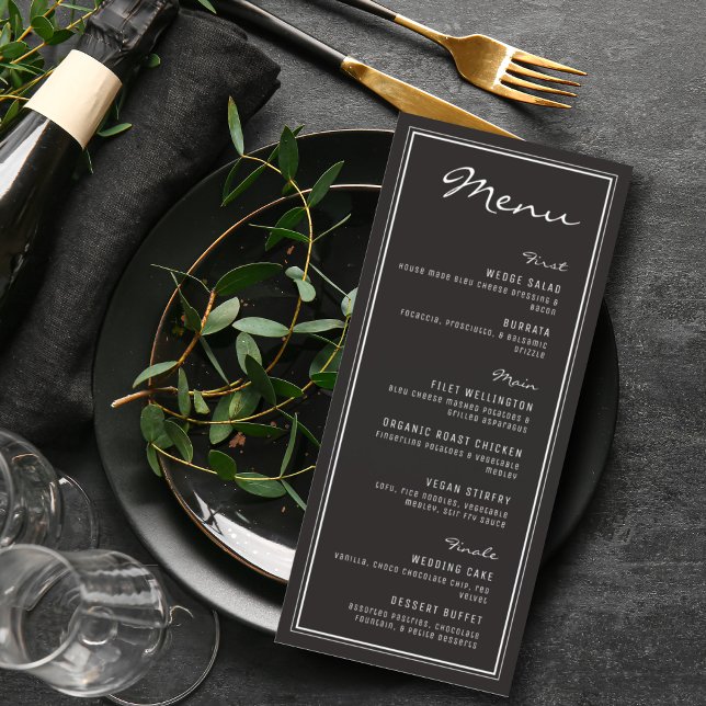  Muted Black & White Modern Minimalist Wedding Menu (Creator Uploaded)