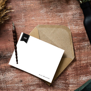 Muted Black White Name & Initials Card