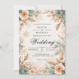 Muted Blossom Winter Romance Wedding Invitation