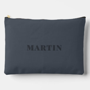 muted blue, ash blue custom name  accessory pouch