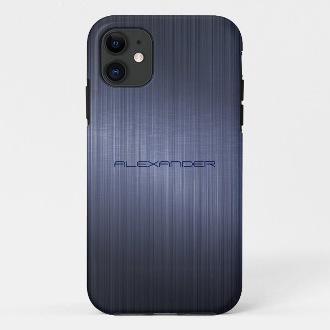 Muted Blue Metallic Look Pattern-Monogram Case-Mate iPhone Case (Back)