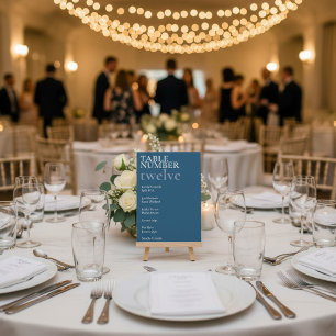 Muted Blue Minimal Table name chart Invitation