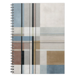 Muted Blue Modern Grid Pattern Notebook