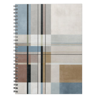 Muted Blue Modern Grid Pattern Notebook