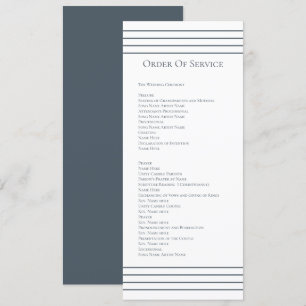 Muted Blue White Order of Service Wedding Card