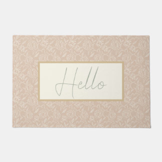 Muted Blush Sketched Peonies Floral Doormat