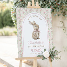 Muted Blush Vintage Rabbit Bunny Birthday Girl