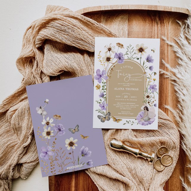 Muted Bohemian Fairy Wildflower Girl Baby Shower Invitation (Creator Uploaded)