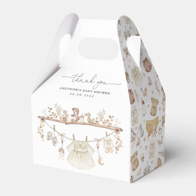 Muted Boho Nursery Baby Girl Shower Favour Box (Back Side)