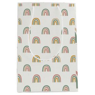 Muted boho rainbow scandi pattern medium gift bag