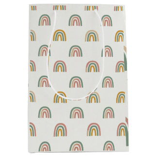 Muted boho rainbow scandi pattern  medium gift bag