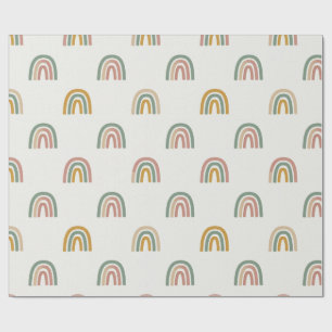 Muted boho rainbow scandi pattern  wrapping paper