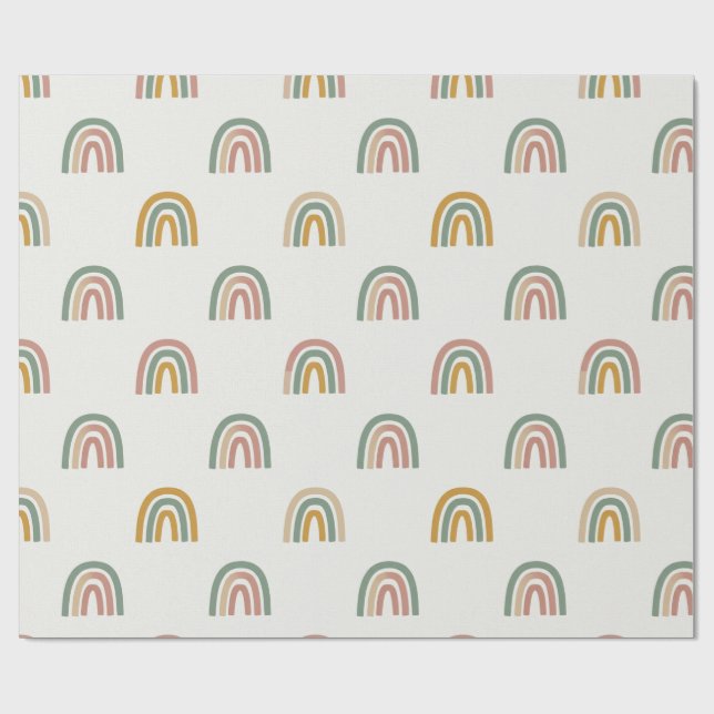 Muted boho rainbow scandi pattern  wrapping paper (Flat)