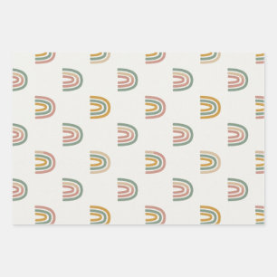 Muted boho rainbow scandi pattern  wrapping paper sheet