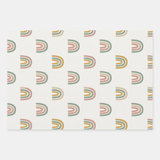 Muted boho rainbow scandi pattern  wrapping paper sheet
