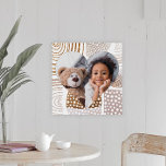 Muted Boho Shapes Heart Photo Faux Canvas Print<br><div class="desc">This sweet canvas features a modern boho print with muted taupe rainbows and circular shapes with touches of faux gold. A heart shaped photo sits in the centre. This beautiful design is perfect for a child's room,  or to add a beautiful delicate print to any space.</div>
