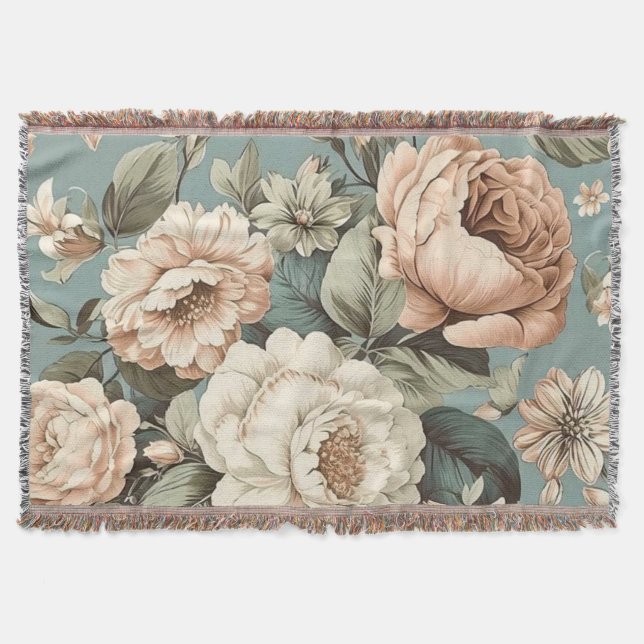 Muted Botanical Dream Throw Blanket (Front)