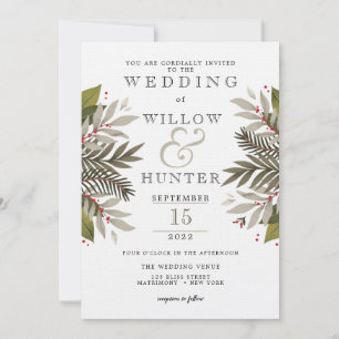 Muted Botanical   Earth Colours   Wedding Invitation