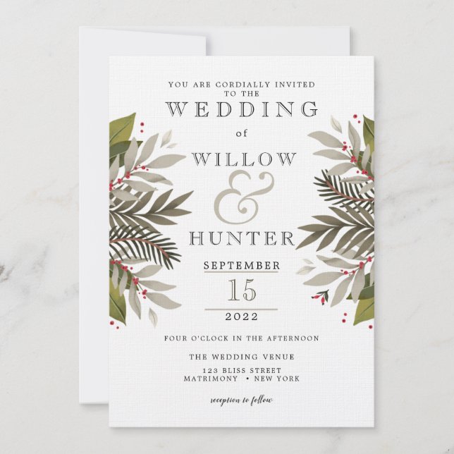 Muted Botanical | Earth Colours | Wedding Invitation (Front)