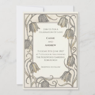 Muted Botanical Foliage Wedding Invitation
