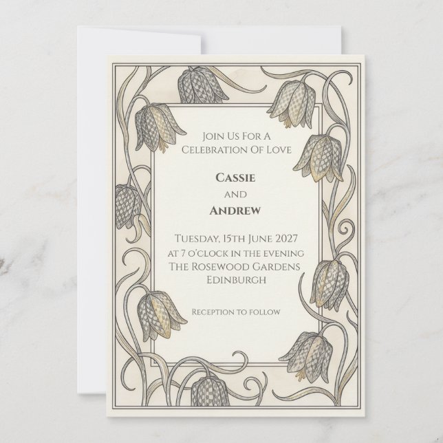 Muted Botanical Foliage Wedding Invitation (Front)