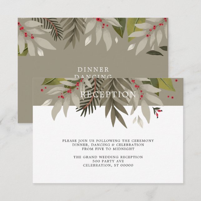 Muted Botanical |  Wedding Reception Card (Front/Back)