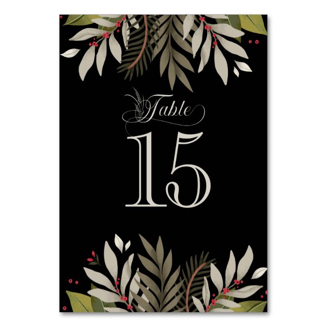 Muted Botanical Wedding Reception Table Numbers (Front)