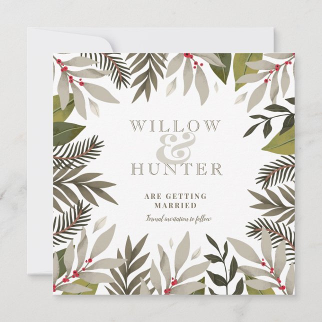 Muted Botanicals | Moss | Save The Date Card (Back)