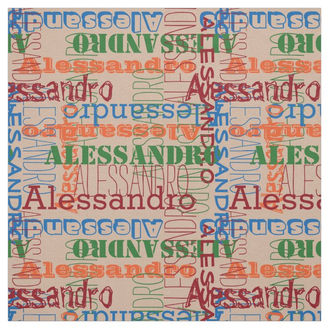 Muted Brights Modern Name Collage Fabric (Swatch)