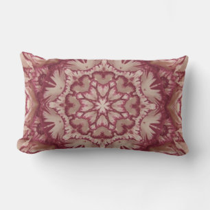 Muted Burgundy and Ivory Victorian Floral Lumbar Cushion