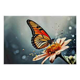 *~* Muted  Butterfly Artistic Creative Flower AP52 Poster