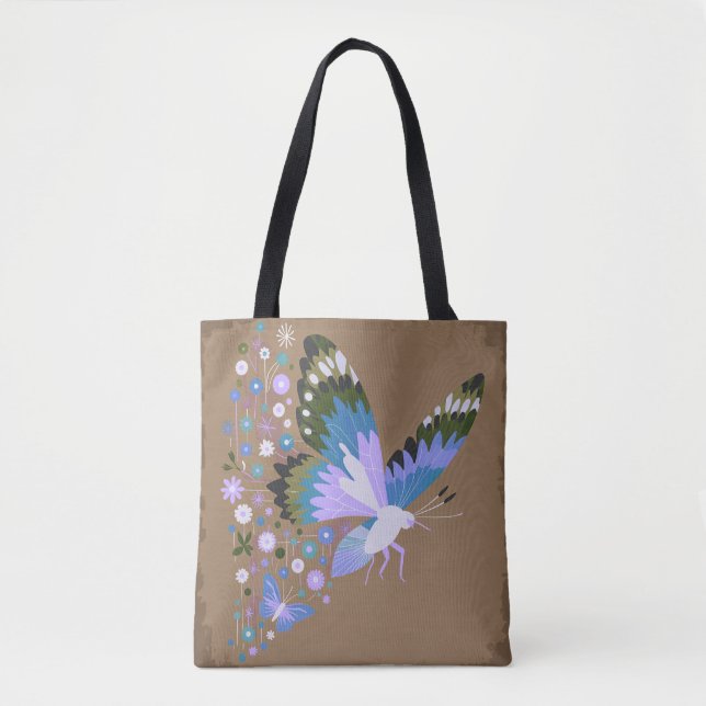 Muted Butterfly Botanical Tote Bag (Front)