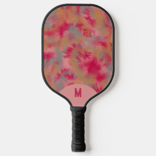 Muted Calm Tranquil Pink Clouds Monogramed Pickleball Paddle