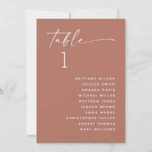 Muted Clay Brown Minimalist Wedding Seating Chart Invitation